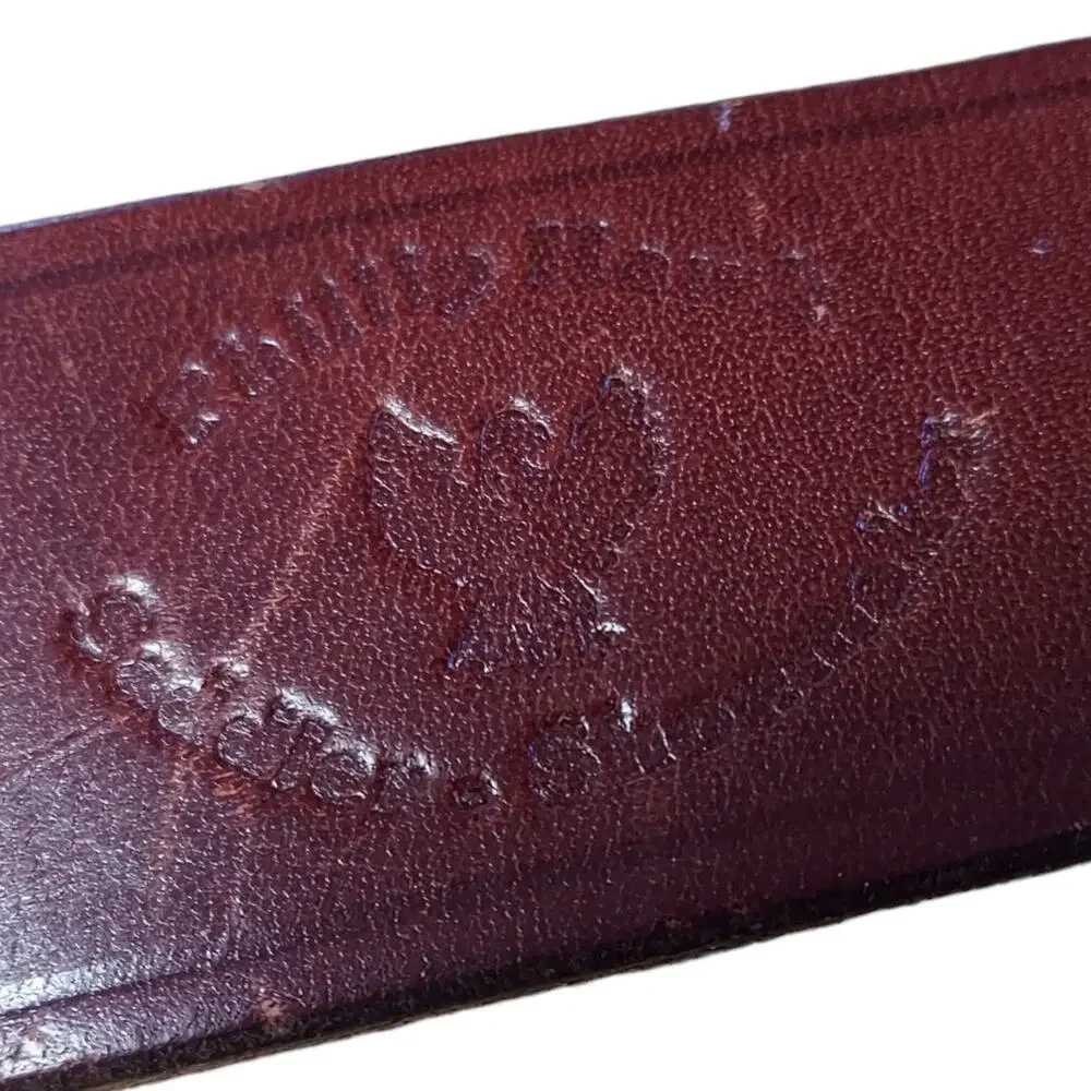 RARE Phillip Hawk Saddler Shoemaker Leather Brass Buckle Belt Hand Crafted 36